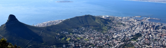 Bovenaanzicht van Tafelberg Zuid-Afrika.