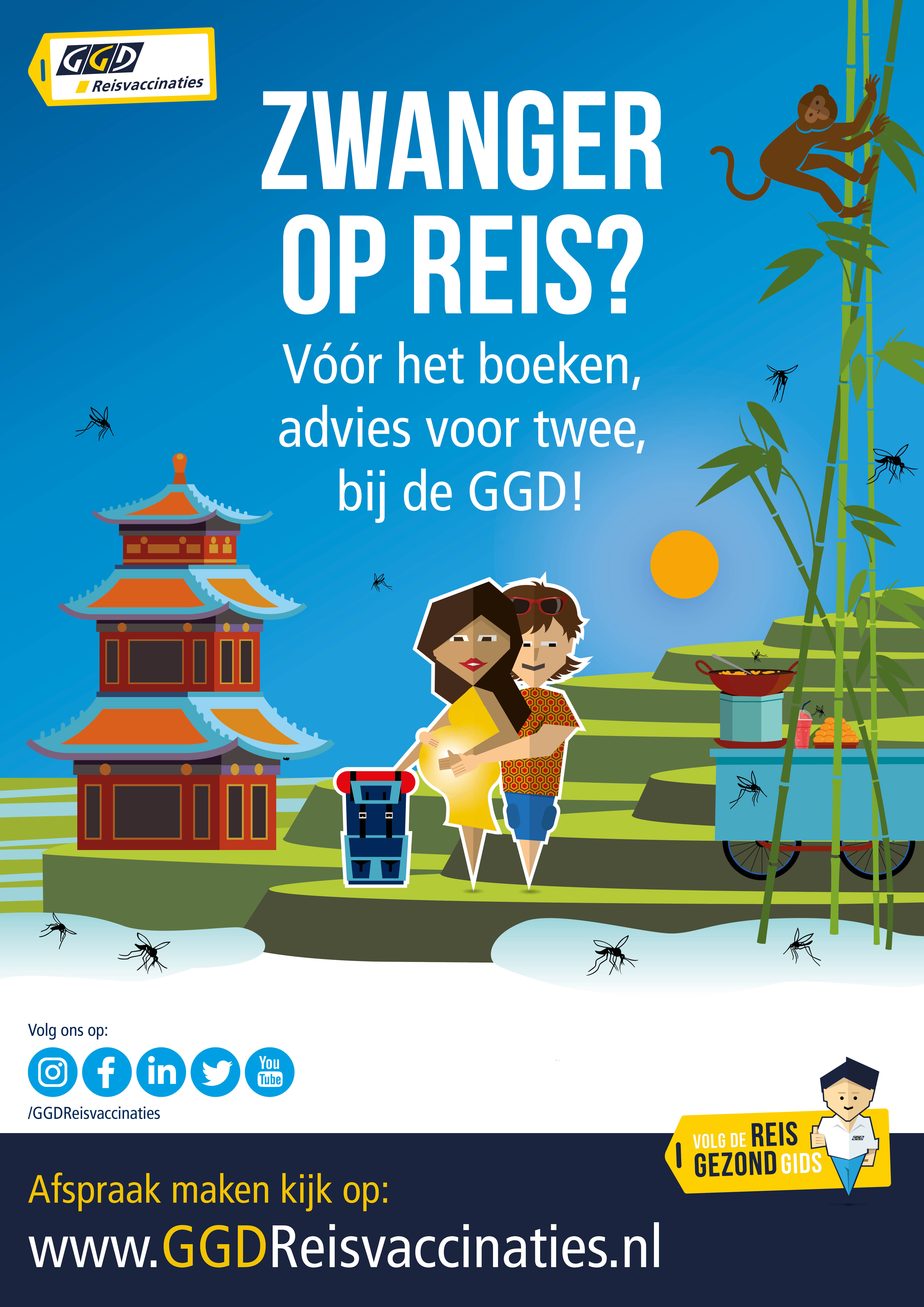 Zwangerschap en reizen poster voor GGD'en