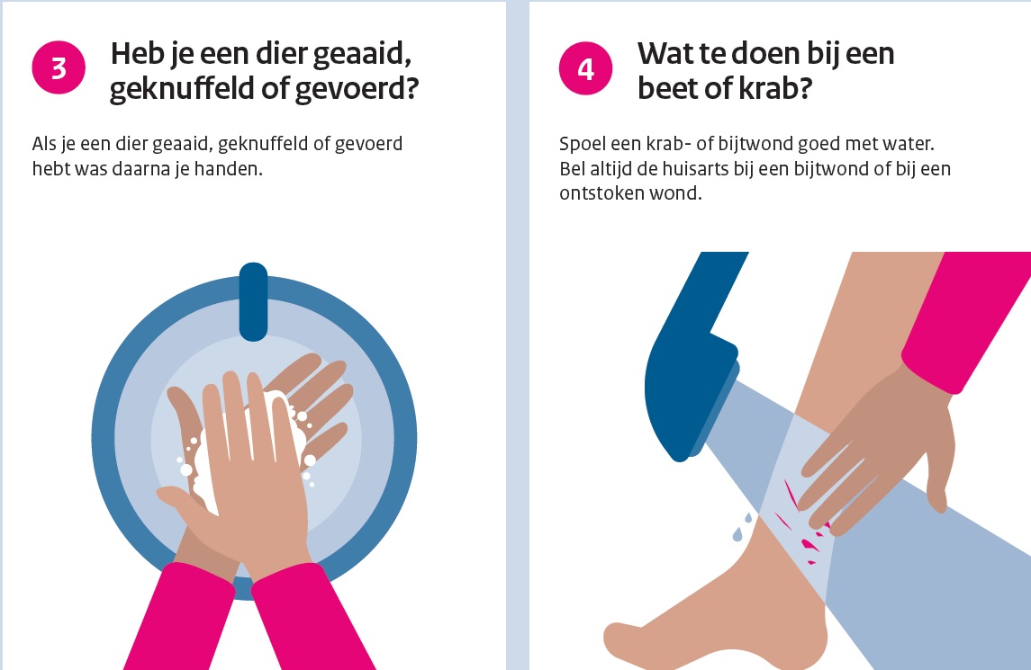 Ziek door dier- gebeten, gekrabd, wat nu?